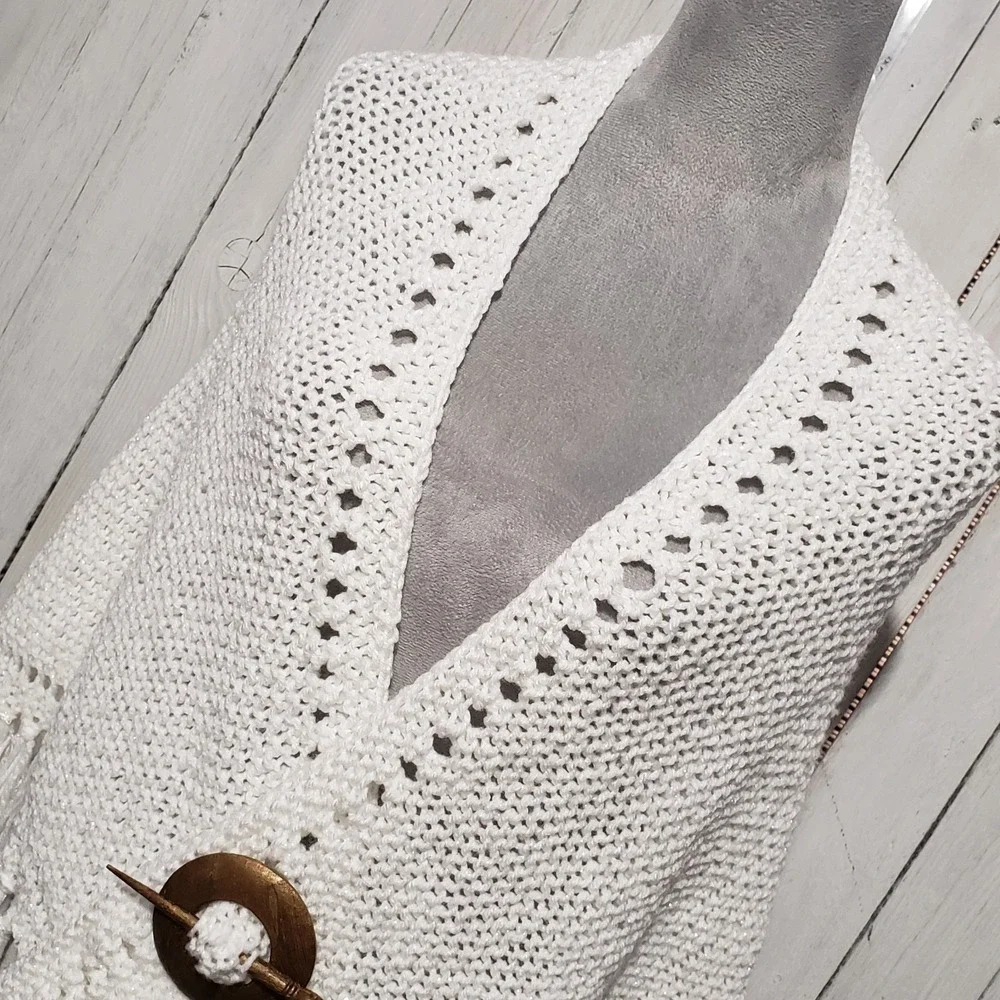 NEW White Metallic‎ Shawl Womens Shimmer Boho Fairy Wedding Cocktail Glam Fringe